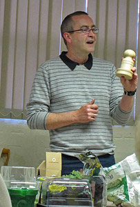 Geoff Hodge giving a talk to a gardening club